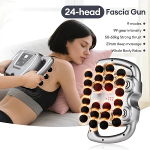 24-Head Fascia Gun 9 Modes High Frequency Vibration Body Massage